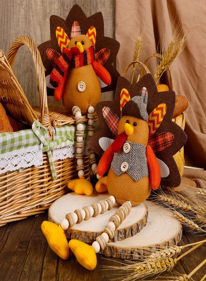 Biswing Thanksgiving Decoration Tabletop Standing Turkey Couple with Dangling Legs, 2 Pack Plush Stuffed Turkeys Shelf Sitters Figurine Gift for Autumn Fall Harvest Halloween Home Table Decorations - Image 3